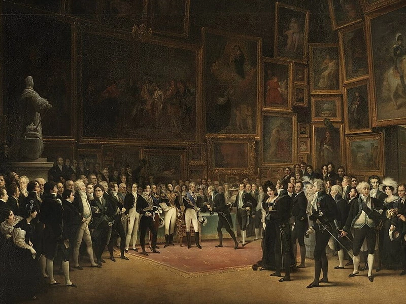 1787-François Nicolas-Louis Gosse - Carlo X distribuisce premi agli artisti che espongono al Salon del 1824 al Louvre, 15 gennaio 1825